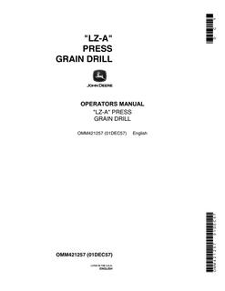 John Deere LZ-A Press grain drill Operator manual OMM421257 — actual manual cover