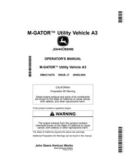 John Deere M-Gator A3 Utility vehicle Operator manual OMUC14276 — actual manual cover