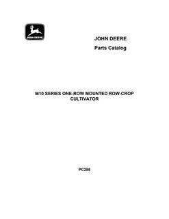 John Deere M10 Series one-row mounted row-crop cultivator Cultivator Parts catalog PC286 — actual manual cover