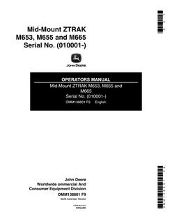 John Deere M653, M655, M665 Mid-mount zero-turn mower Operator's manual OMM138801 — actual manual cover