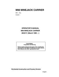 John Deere M90 Minejack carrier Operator manual 8042111 — actual manual cover