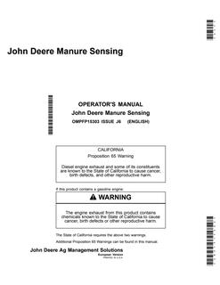 John Deere Manure Sensing Operator's Manual OMPFP15303 — actual manual cover