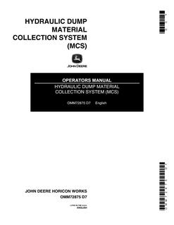 John Deere Material Collection System Operator's Manual OMM72875 — actual manual cover
