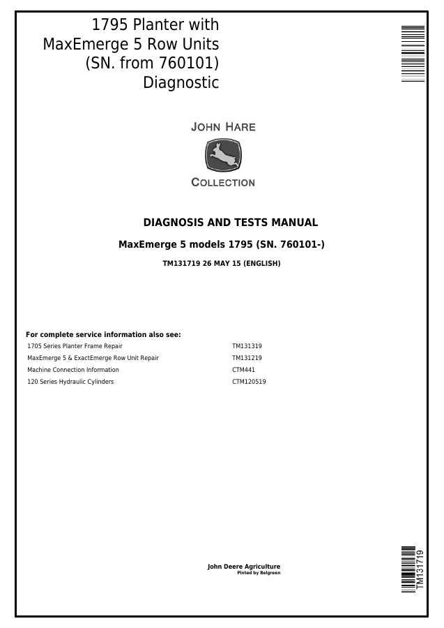 John Deere MaxEmerge 5 1795 Planter Diagnosis and Test Technical Manual TM131719 — actual manual cover