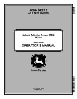 John Deere MC542 Material Collection System Operator Manual OMM163154 — actual manual cover