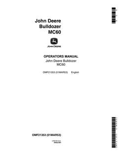 John Deere MC60 Bulldozer Operator manual OMF21353 — actual manual cover