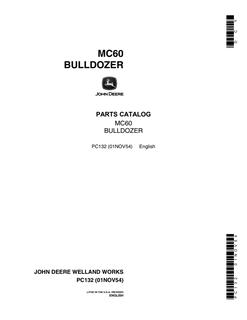 John Deere MC60 Bulldozer Parts catalog PC132 — actual manual cover