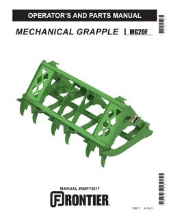 John Deere MG20F Mechanical grapple Operator and parts manual 5MP75817 — actual manual cover