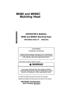John Deere MH60 and MH60C Mulching head Operator manual OMT250026 — actual manual cover