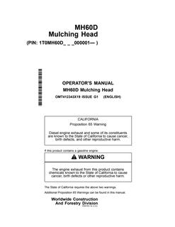John Deere MH60D Mulching head Operator manual OMT412343X19 — actual manual cover