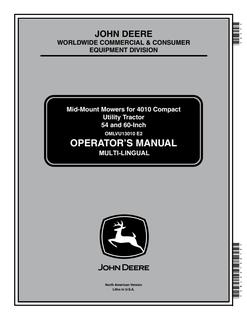 John Deere Mid-Mount Mower Operator's Manual OMLVU13010 — actual manual cover