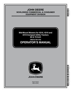 John Deere Mid-Mount Mower Operator's Manual OMLVU13014 — actual manual cover