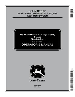 John Deere Mid-Mount Mower Operator's Manual OMLVU13018 — actual manual cover