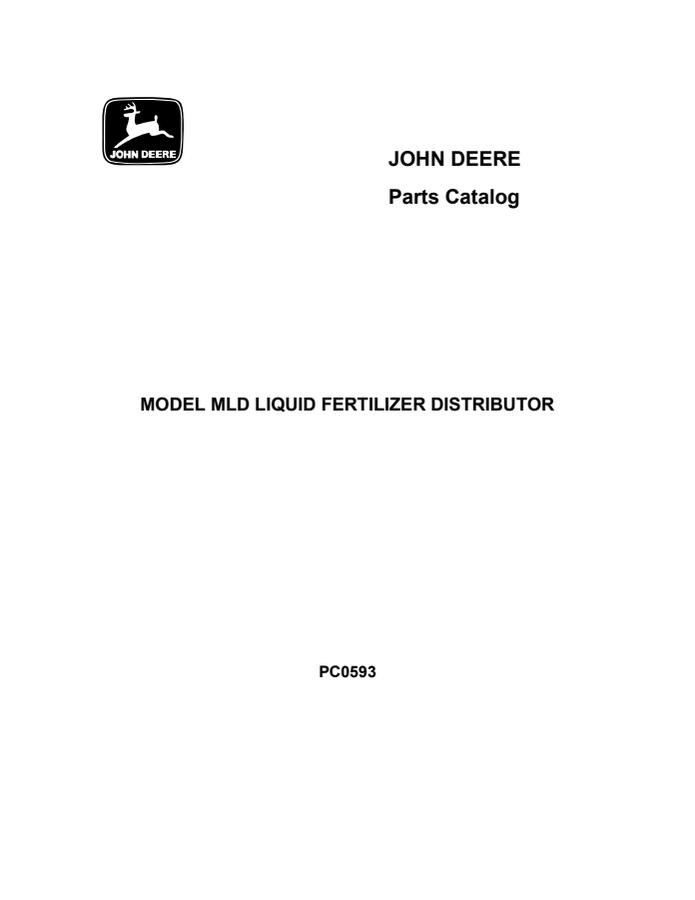 John Deere MLD Fertilizer distributor Parts catalog PC0593 — actual manual cover