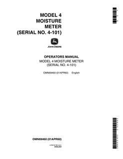 John Deere Model 4 Moisture meter Operator manual OMN69460 — actual manual cover
