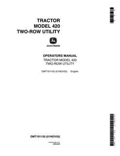 John Deere Model 420 Utility tractor Operator manual OMT191155 — actual manual cover