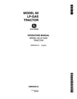 John Deere Model 60 LP-gas tractor Operator manual OMR2049 — actual manual cover