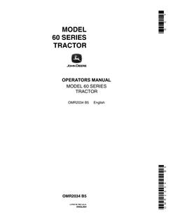 John Deere Model 60 Series Tractor Operator manual OMR2034 — actual manual cover