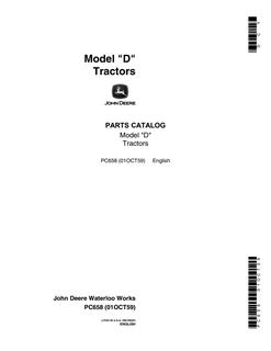 John Deere Model D Tractor Parts catalog PC658 — actual manual cover