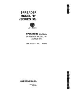John Deere Model H Series 50 Spreader Operator manual OMC1651 — actual manual cover