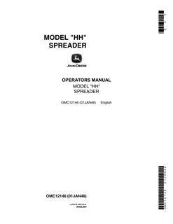 John Deere Model HH Spreader Operator manual OMC12146 — actual manual cover
