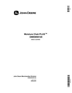 John Deere Moisture Chek PLUS Grain moisture tester Operator manual OMSW08120 — actual manual cover