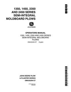 John Deere Moldboard Plow Operator Manual OMA35294 — actual manual cover