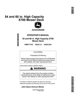 John Deere Mower Deck Operator's Manual OMM171182 — actual manual cover