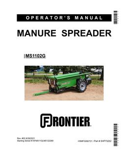 John Deere MS1102G Manure spreader Operator manual 5HP73252 — actual manual cover
