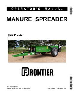 John Deere MS1105G Manure spreader Operator manual 5HP73177 — actual manual cover