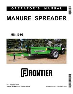 John Deere MS1108G Manure spreader Operator manual 5HP73176 — actual manual cover