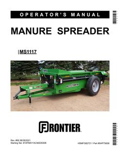 John Deere MS1117 Manure spreader Operator manual 5HP75658 — actual manual cover