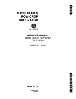 John Deere MT200 Series Row-crop cultivator Operator Manual OMN6751 — actual manual cover