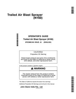 John Deere N160 Air blast sprayer Operator Guide 5FDOMN160 — actual manual cover