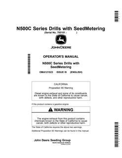 John Deere N500C Grain drill Operator Manual OMA121523 — actual manual cover