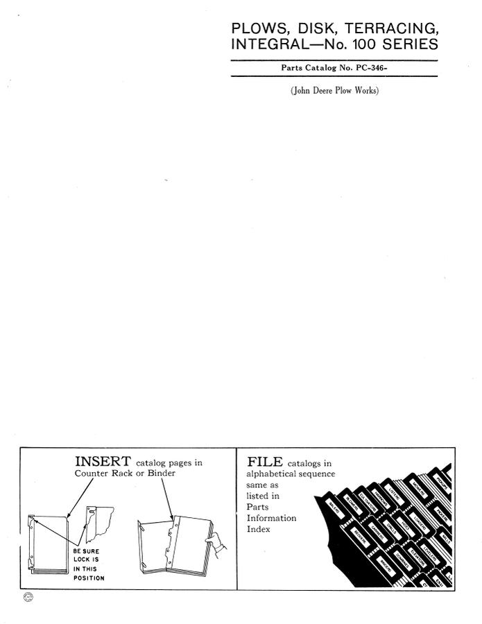 John Deere No. 100 Series Disk plow Parts catalog PC-346 — actual manual cover
