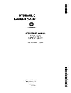 John Deere No. 30 Hydraulic loader Operator Manual OMC24553 — actual manual cover