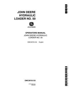John Deere No. 50 Hydraulic loader Operator Manual OMC28753 — actual manual cover