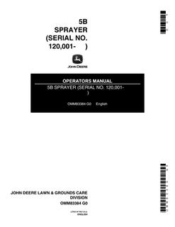 John Deere No. 5B Sprayer Operator's manual OMM83384 — actual manual cover