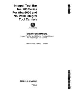 John Deere No. 700 Series Integral tool bar Operator manual OMN18153 — actual manual cover
