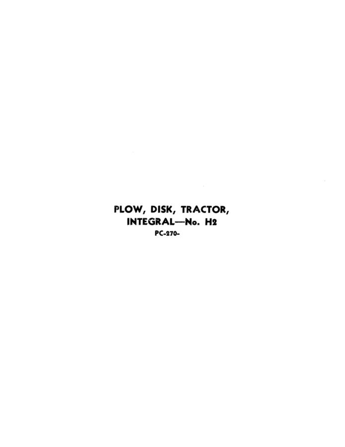 John Deere No. H2 Tractor plow Parts catalog PC-270 — actual manual cover
