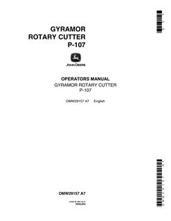John Deere P-107 Rotary cutter Operator Manual OMW29157 — actual manual cover
