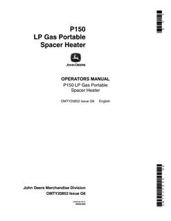 John Deere P150 Portable space heater Operator Manual OMTY20852 — actual manual cover