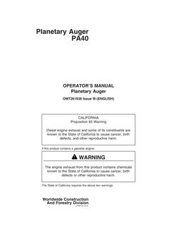 John Deere PA40 Planetary Auger Operator's Manual OMT261938 — actual manual cover