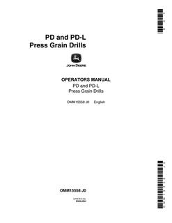 John Deere PD, PD-L Grain drill Operator's manual OMM15558 — actual manual cover