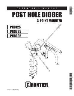 John Deere PHD125; PHD235; PHD395 Post hole digger Operator manual 5WPMAN1345 — actual manual cover
