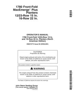 John Deere Planter Operator Manual OMA72774 — actual manual cover