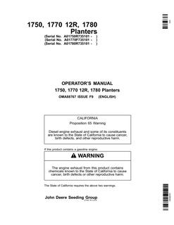 John Deere Planter Operator Manual OMA88767 — actual manual cover