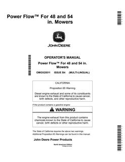 John Deere Power Flow for 48 and 54 inch mowers Mower deck attachment Operator Manual OMGX25511 — actual manual cover