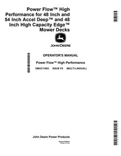 John Deere Power Flow High Performance for 48-Inch and 54-Inch Accel Deep and 48-Inch High Capacity Edge Mower Decks Power Flow attachment Operator manual OMUC11693 — actual manual cover